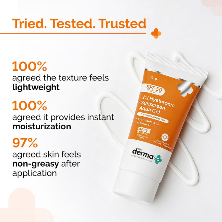The Derma Co 1% Hyaluronic Sunscreen Spf 50 Pa+++ Aqua Gel For Normal To Oily Skin (30g)