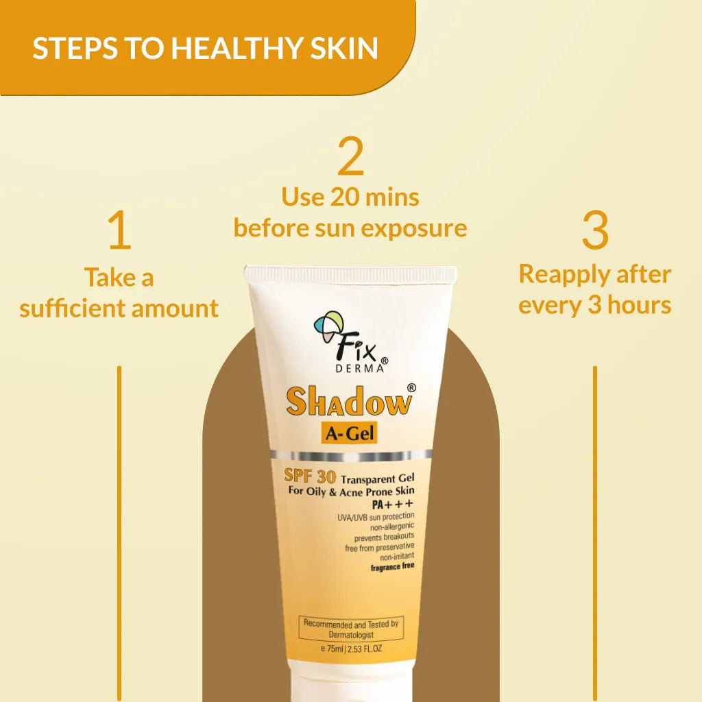 Fixderma Shadow Sunscreen A-Gel SPF 30 | Transparent, Gel based Sunscreen for acne-prone skin (75ml)