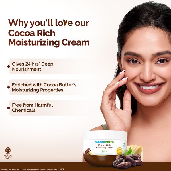 Mamaearth Cocoa Rich Moisturizer with Cocoa Butter & Vitamin E for Deep Nourishment - 200 g