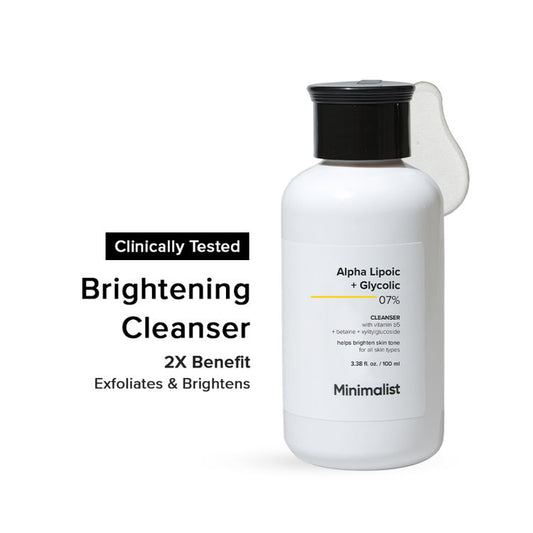 Minimalist 7% ALA & AHA Brightening Face Wash With Vitamin B5 & Glycolic acid For Glowing Skin
(100ml)