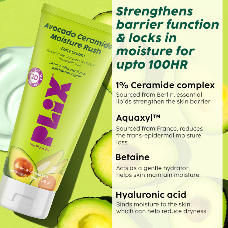 Plix Avocado 1% Ceramide Moisture Rush Barrier Repair Cream With SPF 20
(50 g)