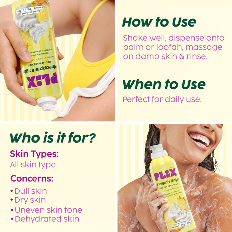 Plix Pineapple Bright Mousse Body Wash For Even-Looking Skin Tone
(200g)