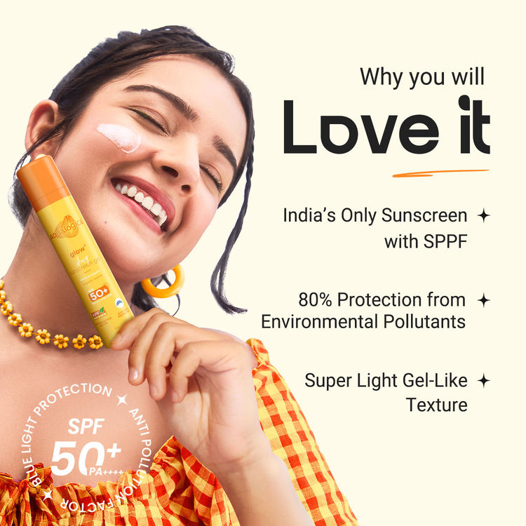 Aqualogica Glow+ Dewy Gel Sunscreen In-Vivo Tested SPF 50+ PA++++ with Papaya & Vitamin C - 50g