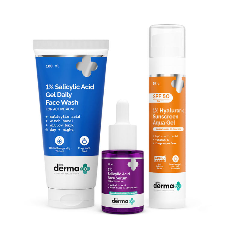 The Derma Co Summer Essential Bestseller Kit With Salicylic & Hyaluronic For Active Acne
(3 pcs)