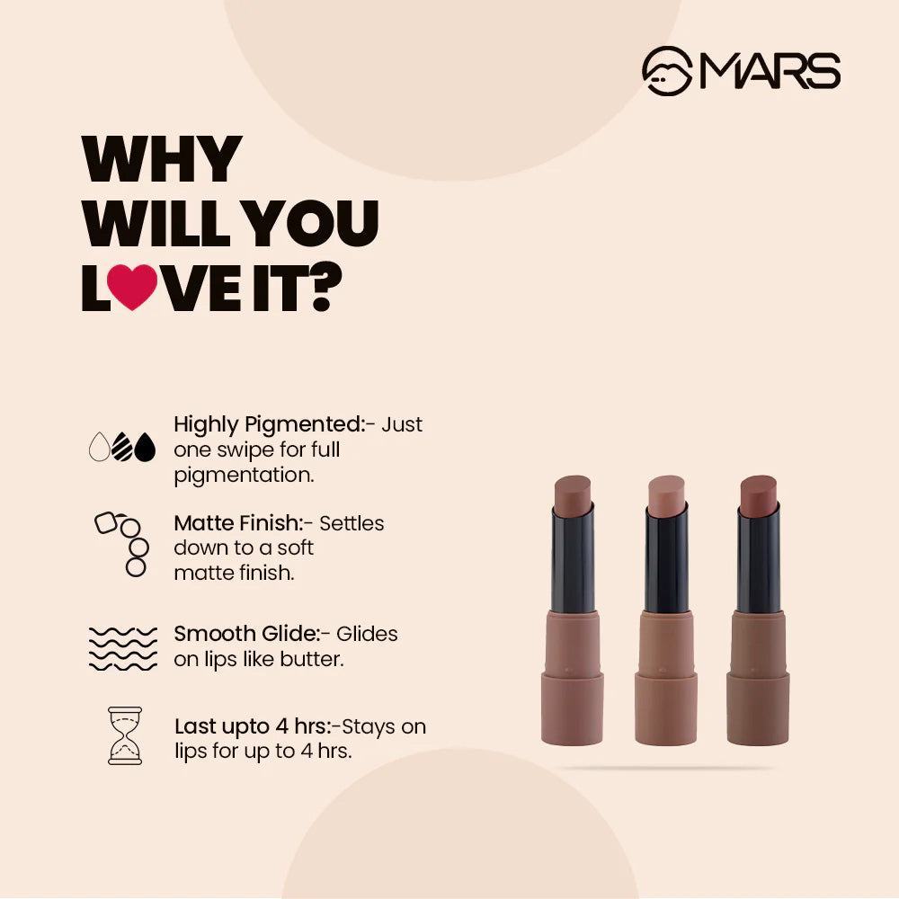 Mars Matte Lipsticks Box | Set of 3 (01 reds and maroons)