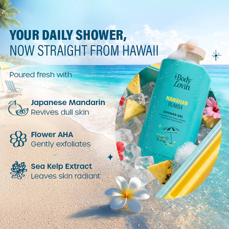 Plum BodyLovin Hawaiian Rumba Shower Gel - Fresh Beachy Body Wash (240ml)