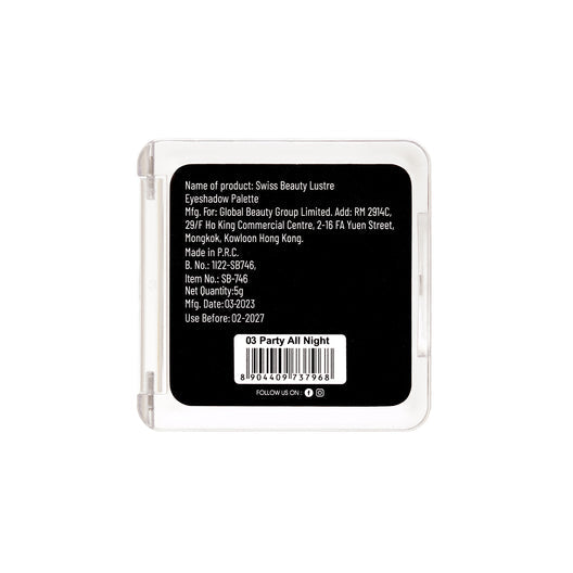Swiss Beauty Lustre Eyeshadow Palette 03(Party All Night)
