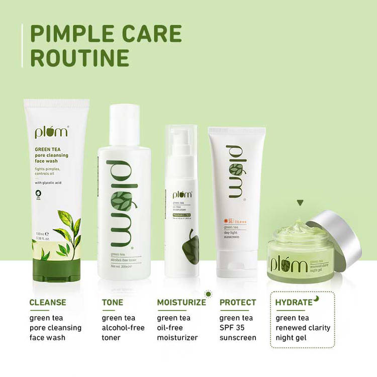 Plum Green Tea Night Gel Cream With Glycolic Acid, Fights Acne For Clear,Oil-Free,YouthfulSkin (50ml)