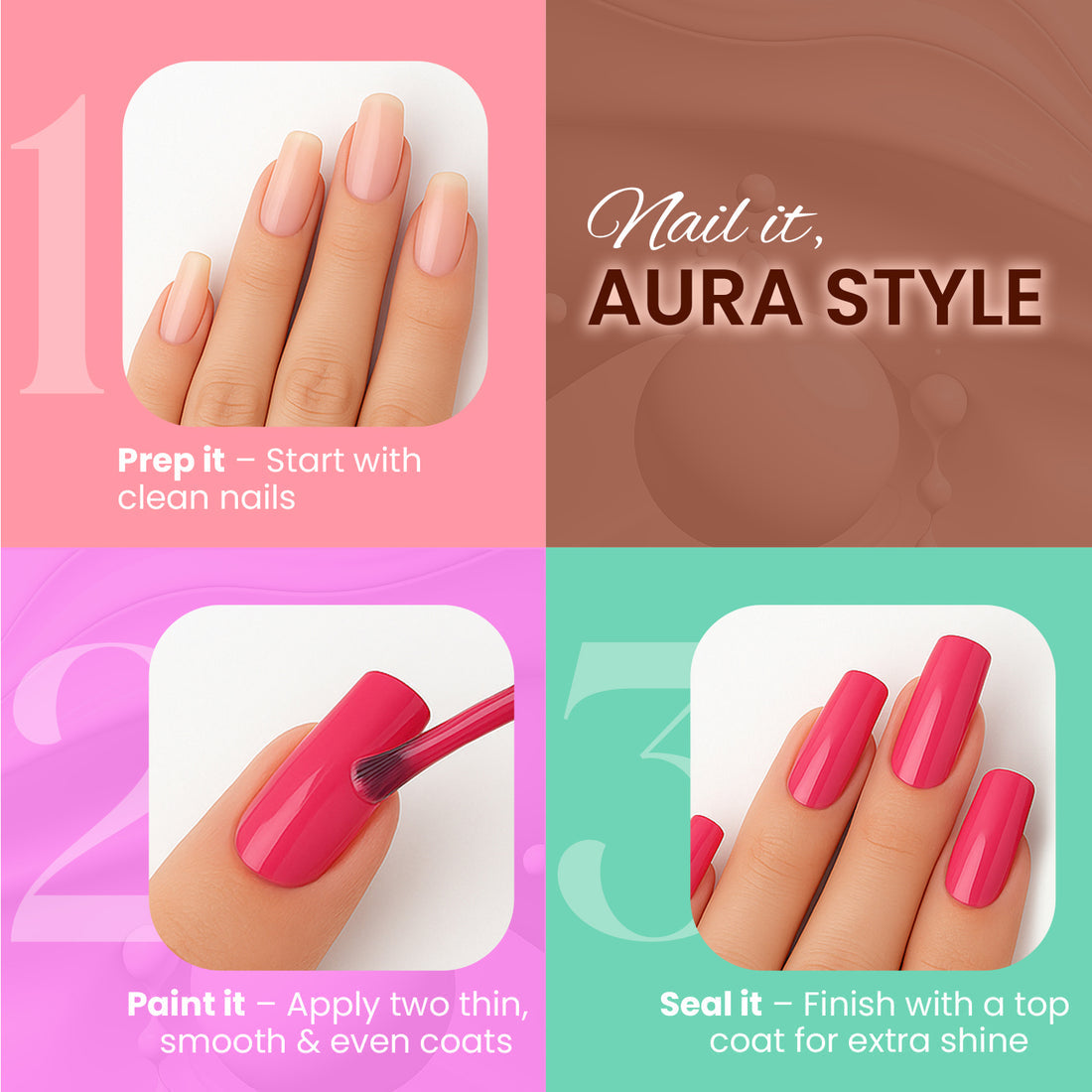 Glam21 Aura - Nail Lacquer (01Velvet Red)