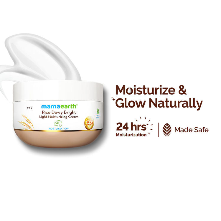 Mamaearth Rice Dewy Bright Light Moisturizing Cream With Rice Water & Niacinamide (50g)