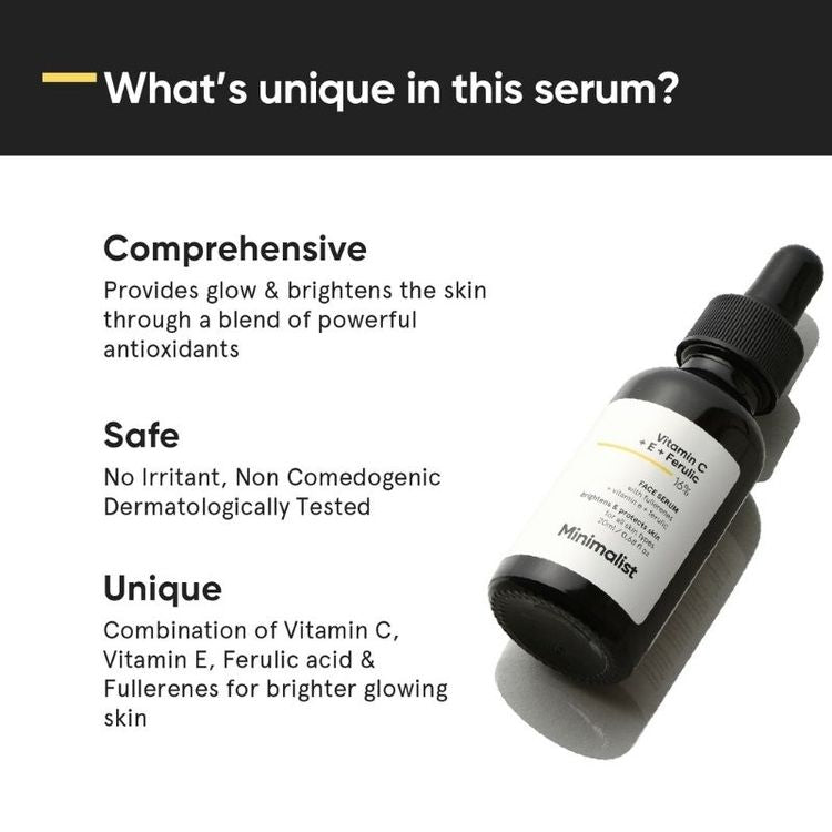 Minimalist 16% Vitamin C Face Serum With Vitamin E & Ferulic Acid For Advanced Users
(20ml)
