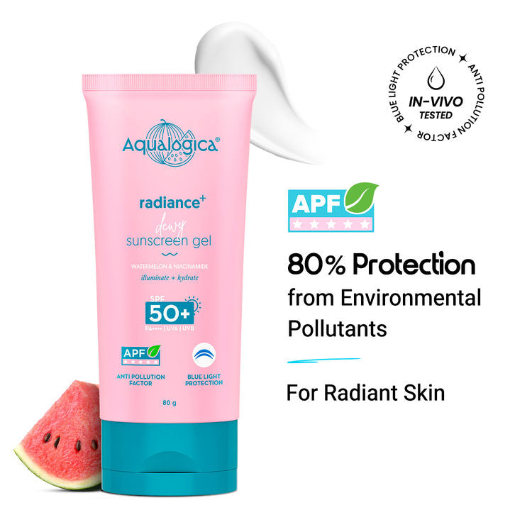 Aqualogica Radiance+ Dewy Sunscreen In-Vivo Tested with Watermelon & Niacinamide with SPF 50 & PA++++ - 80g