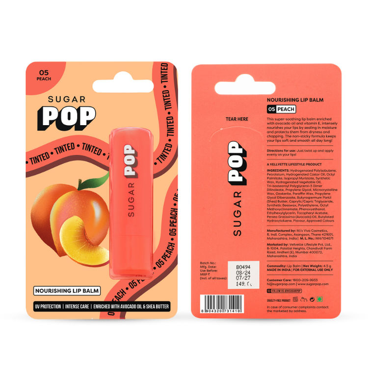 SUGAR POP Nourishing Lip Balm with SPF Shea-Butter & Avocado Oil (05 Peach)
