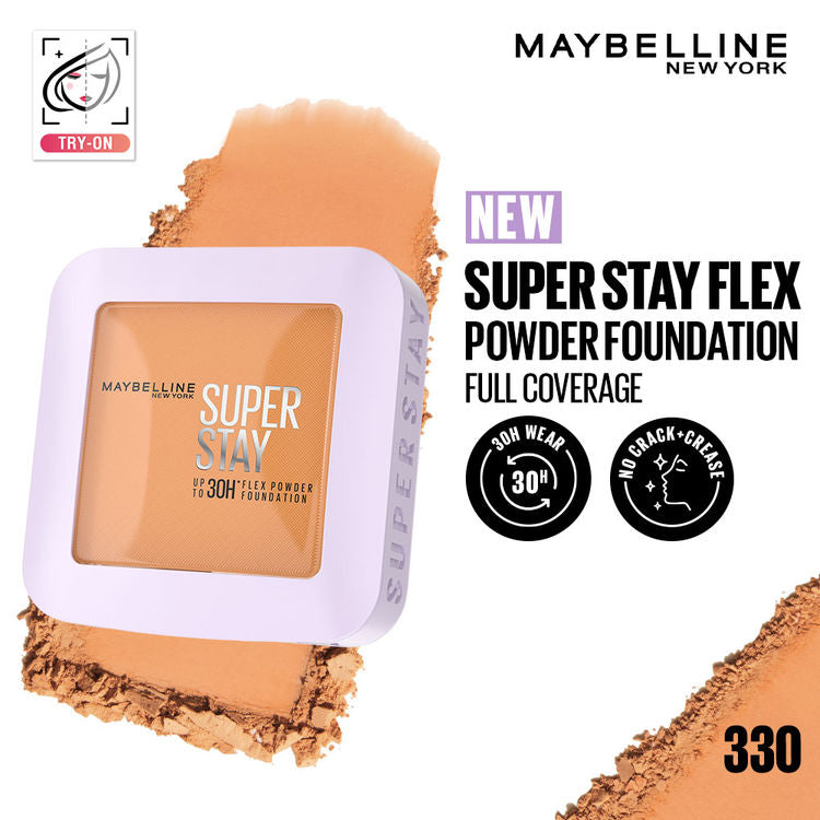 Maybelline Super Stay Flex Powder Foundation Compact-30H Full Cover (330)