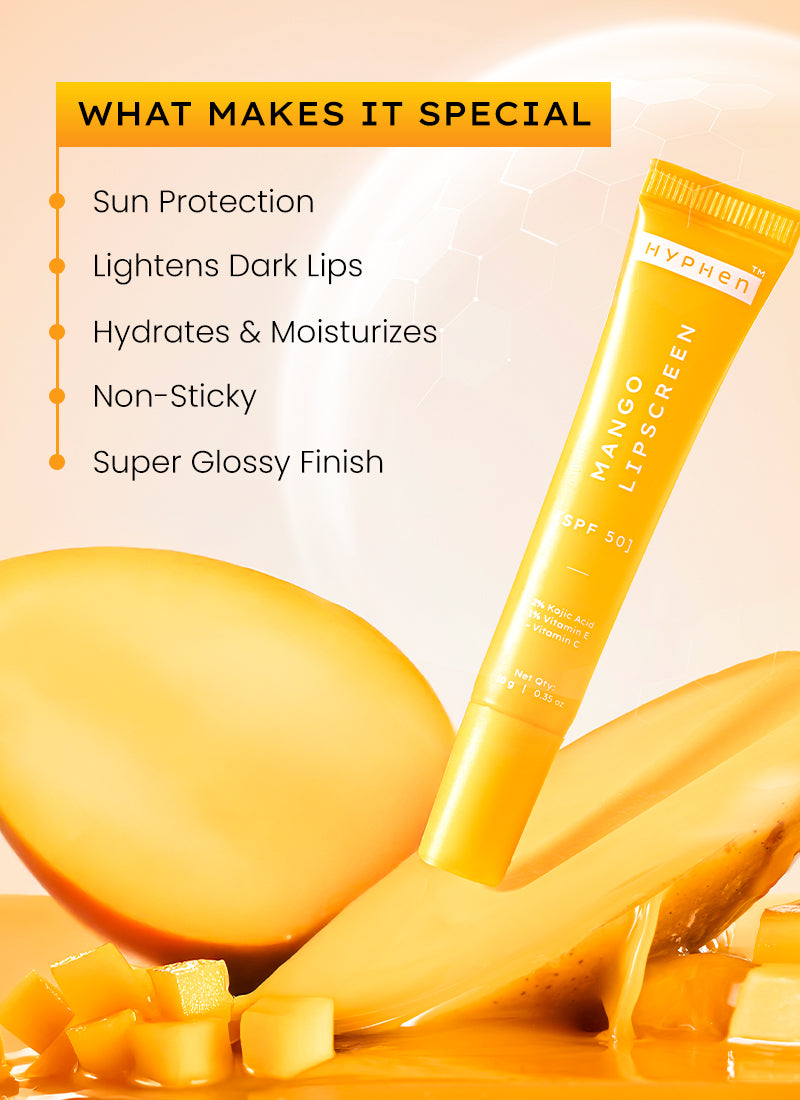 Hyphen Mango lip screen spf 50 pa++++ with 2% kojic acid