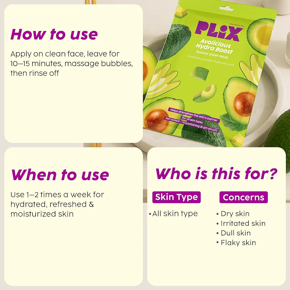 Plix Avolicious Hydra Boost Bubble Sheet Mask