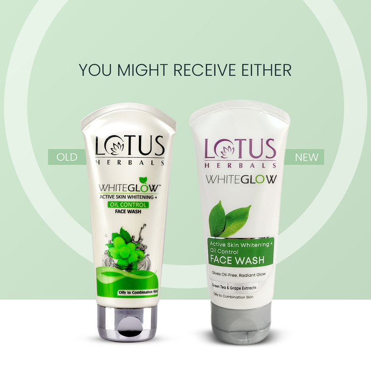 Lotus Herbals WhiteGlow Active Skin Whitening + Oil Control Face Wash With GreenTea & Grape Extracts (100g)