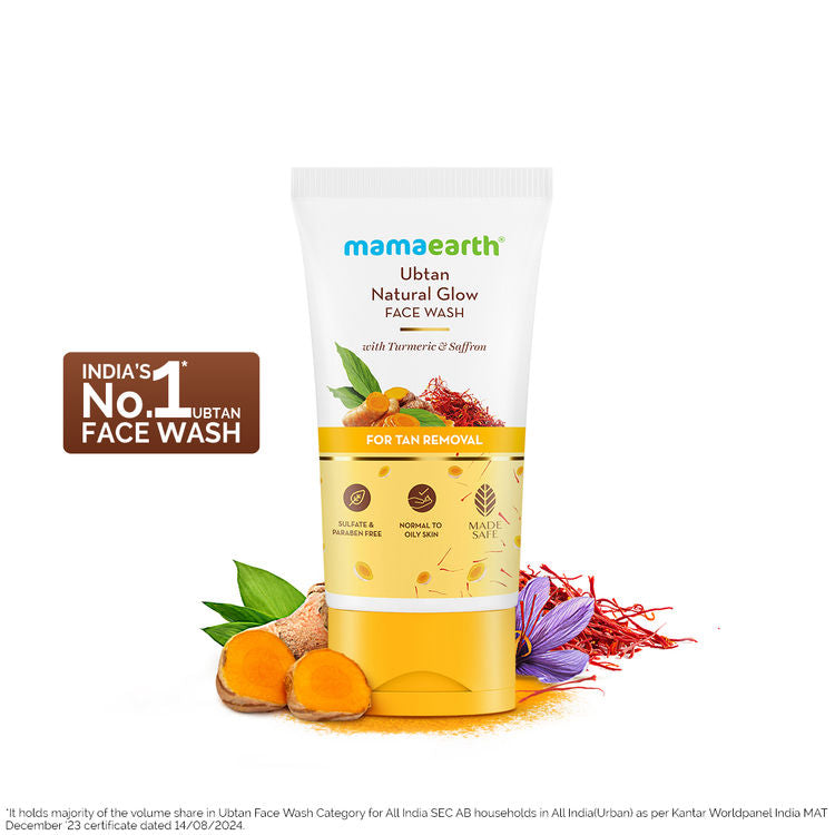 Mamaearth Ubtan Natural Glow Face Wash With Turmeric & Saffron For Tan Removal (150ml)