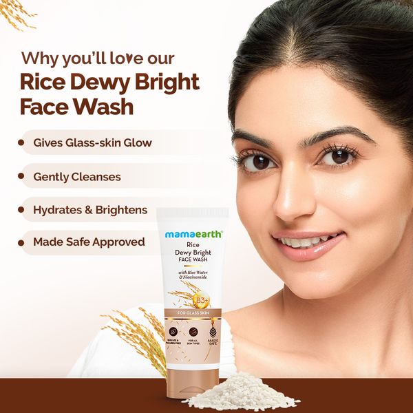 Mamaearth Rice Dewy Bright Face Wash With Rice Water & Niacinamide for Glass Skin - 200 ml
