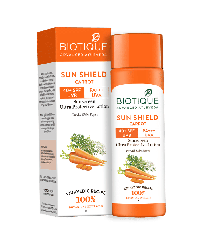 Biotique Bio Carrot Ultra Soothing Face Lotion 40+ SPF UVA/UVB Sunscreen For All Skin Types
(120ml)