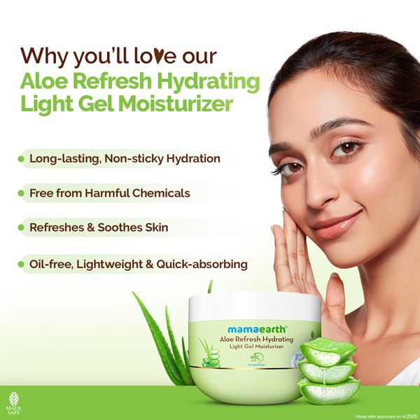 Mamaearth Aloe Refresh Hydrating Light Gel Moisturizer with Aloe Vera & Hyaluronic Acid for Hydrated Refreshed Skin - 200 g
