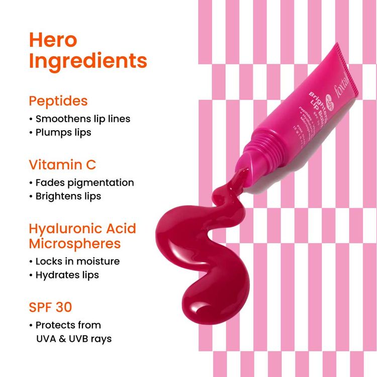 Foxtale Brightening Lip Balm With Peptides, Vitamin C & Hyaluronic Acid Bubblegum Pink Glaze
(12g)