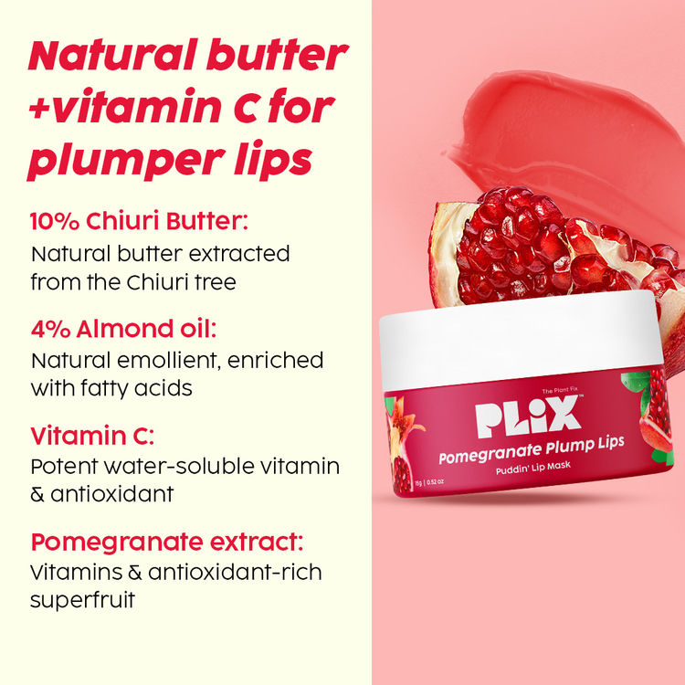 Plix Pomegranate Plump Puddin Lip Mask & Bright Lips Scrub Combo
(2 pcs)