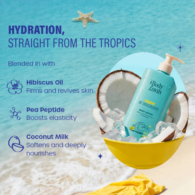 Plum BodyLovin’ Tropic Of Discussion Body Lotion, Firming & Tightening, Fresh Tropical Fragrance (400ml)