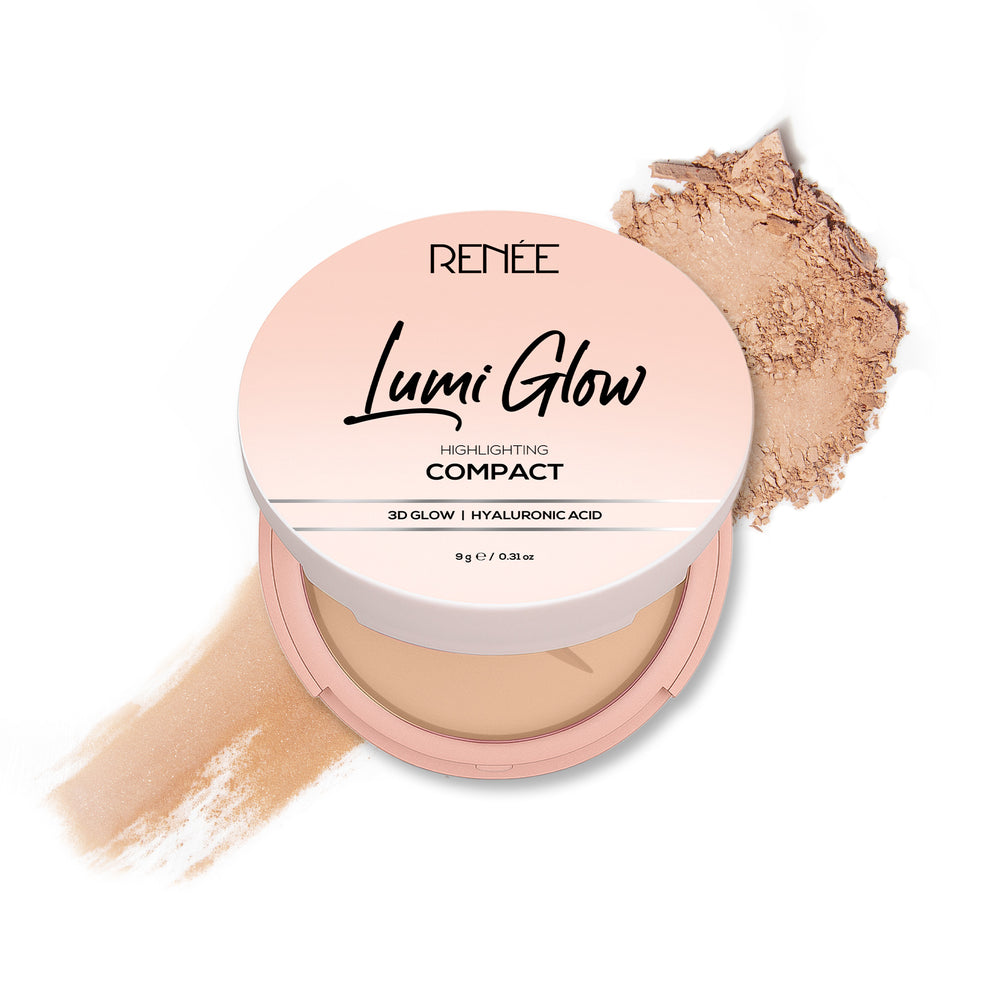 RENEE Lumi Glow Highlighting Compact with 3D Glow For Luminous Skin (4 Cashmere Sand)