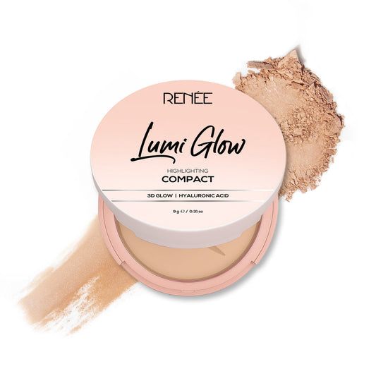 RENEE Lumi Glow Highlighting Compact with 3D Glow For Luminous Skin (4 Cashmere Sand)