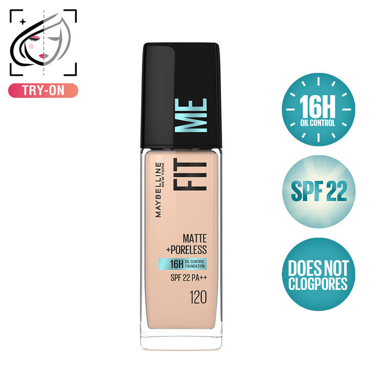 Maybelline Fit Me Matte+Poreless 16H Oil Control Foundation With SPF 22 PA++ (120 Classic Ivory)(30ml)
