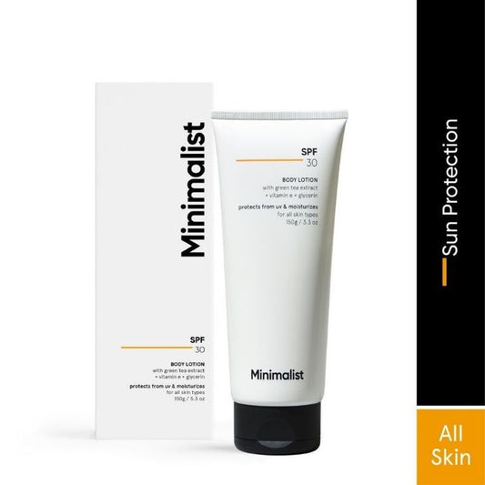 Minimalist SPF 30 Body Lotion With Vitamin E, Gylcerin & Green Tea Extract
(150 g)