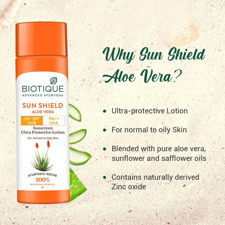 Biotique SUN SHIELD Aloe Vera Ultra Protective Lotion SPF 30+ UVB PA++ UVA Sunscreen
(120ml)