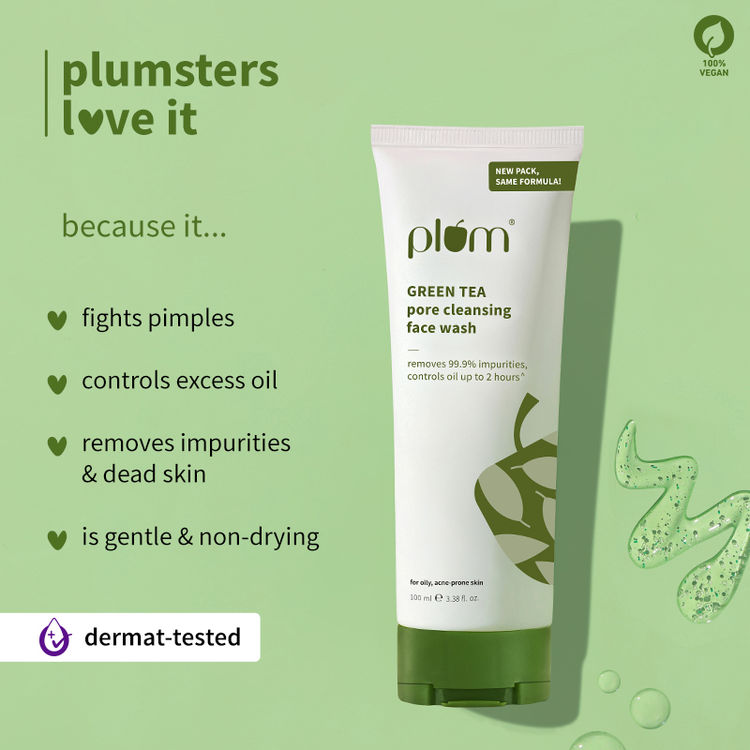 Plum Green Tea Pore Cleansing Gel Face Wash With Glycolic Acid (100ml)