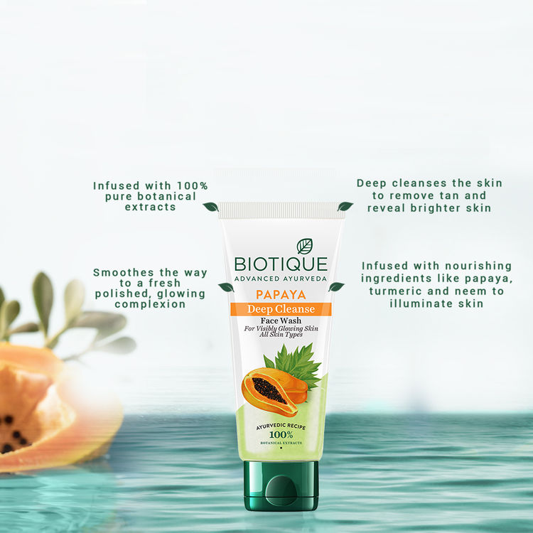 Biotique Bio Papaya Deep Cleanse Visibly Glowing Skin Face Wash For All Skin Types (100ml)