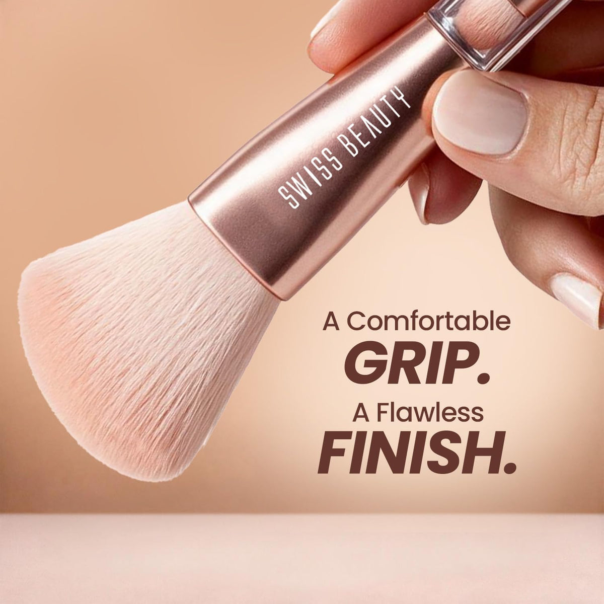 Swiss Beauty Take Me Anywhere 4-in-1 Makeup Brush |Soft Synthetic Bristles | Travel-Friendly