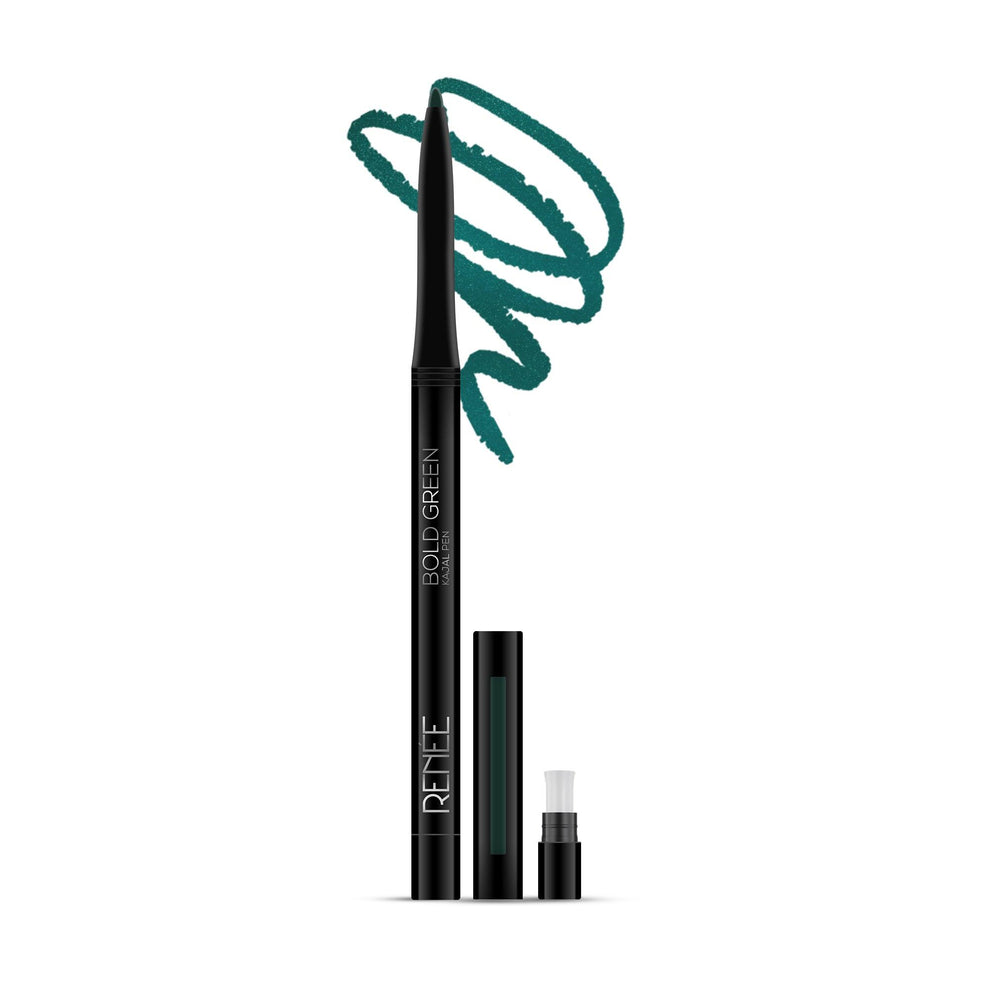 RENEE Bold Green Kajal Pen with Sharpener