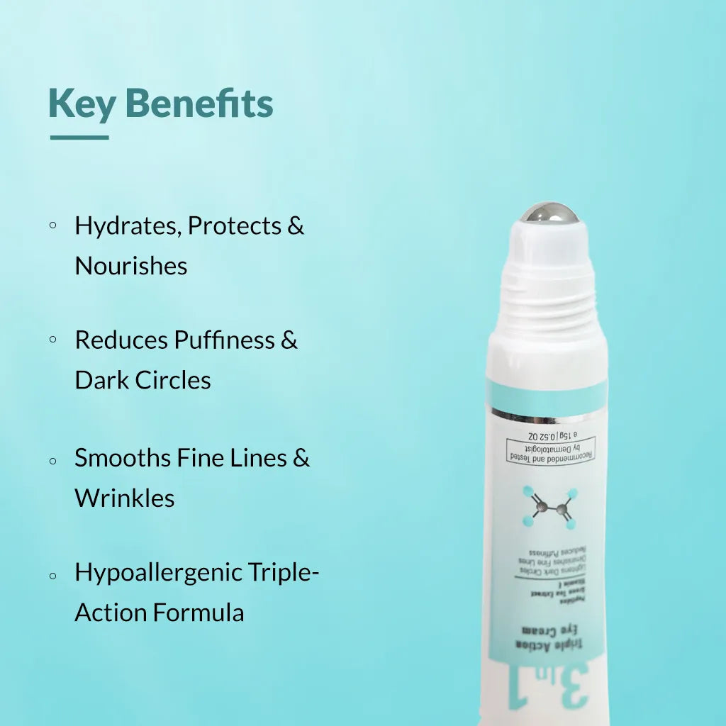 Fixderma Under Eye Roll On Cream | Triple Action Eye Cream for dark circle, puffiness & fine lines