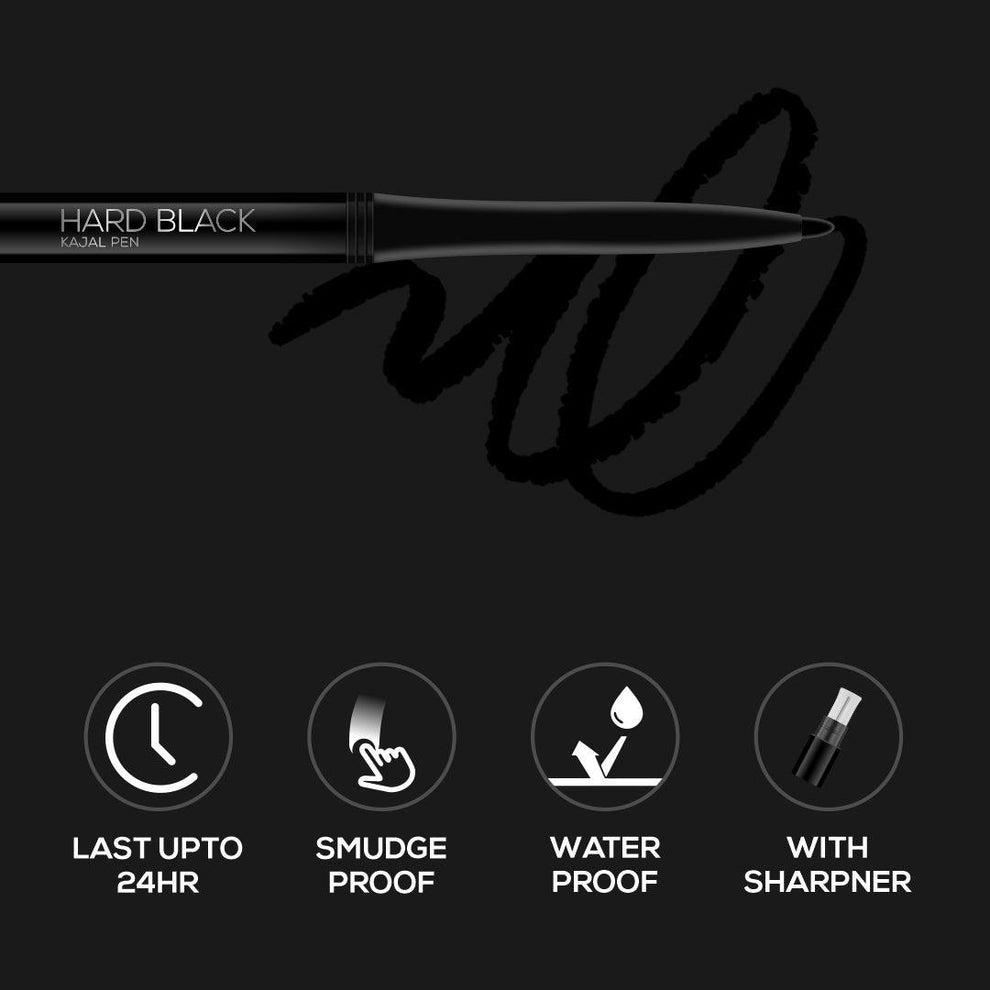 RENEE Hard Black Kajal Pen with Sharpener