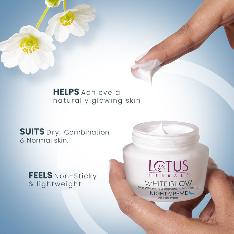 Lotus Herbals Whiteglow Skin Whitening & Brightening Nourishing Night Face Cream With Niacinamide (40gm)