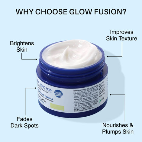 DERMDOC Kojic Acid Glow Fusion Formula Night Cream with Niacinamide & Alpha Arbutin for Skin Brightening (50 gm)