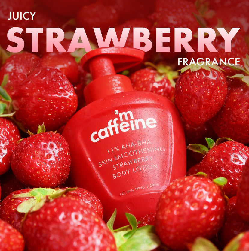 Mcaffeine 11% AHA BHA Strawberry Body Lotion for Skin Smoothening