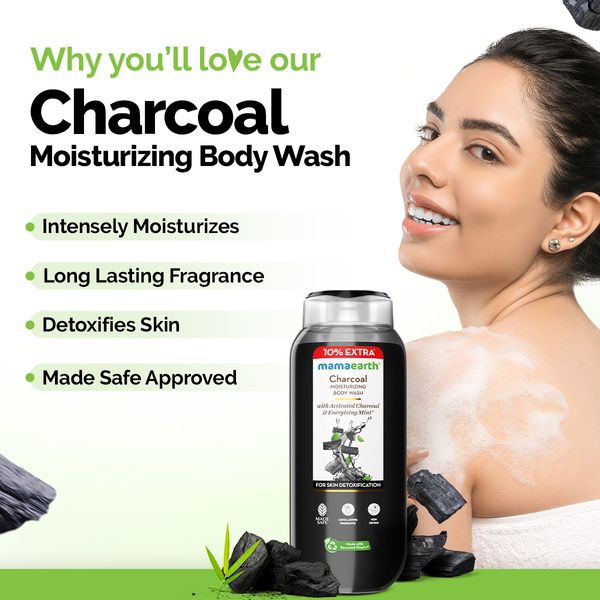 Mamaearth Charcoal Moisturizing Body Wash - 250 ml + 25 ml Extra