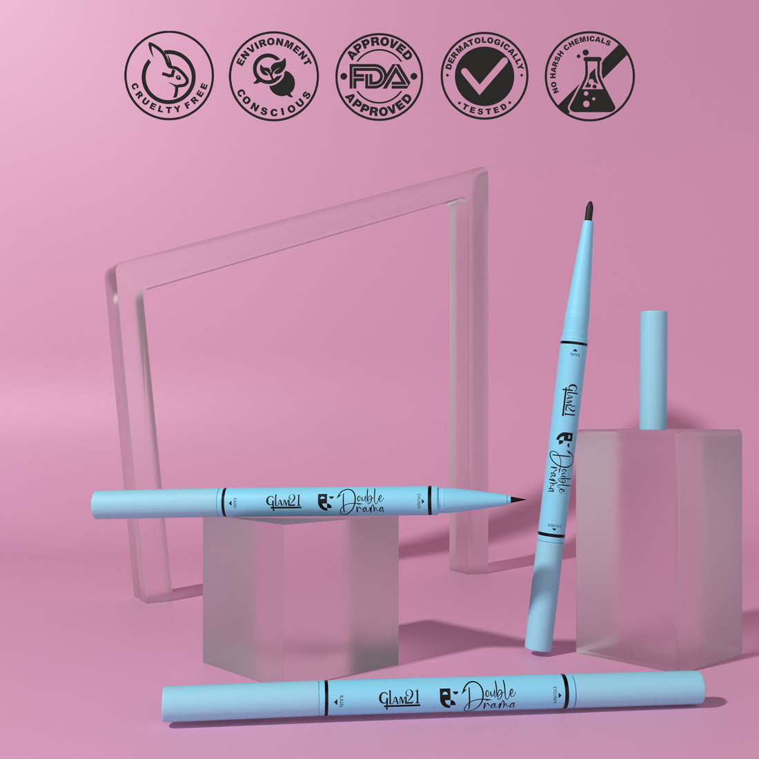 Glam21 Double Drama Kajal+Eyeliner (Black)