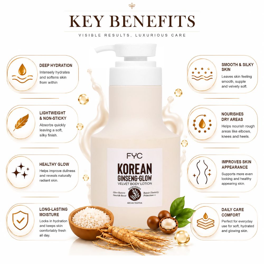 FYC Korean Radiance Body Lotion with Rice Water, Hyaluronic Acid & Argan Oil 400ml