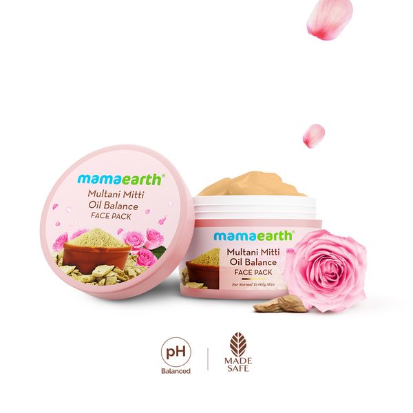 Mamaearth Multani Mitti Oil Balance Face Pack with Multani Mitti & Bulgarian Rose for Normal to Oily Skin - 200 g