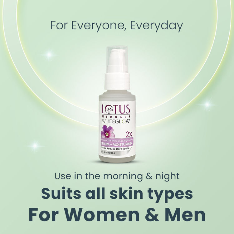 Lotus Herbals WhiteGlow Intensive Skin Whitening & Brightening Serum + Moisturiser,Reduce Dark Spots
(30ml)