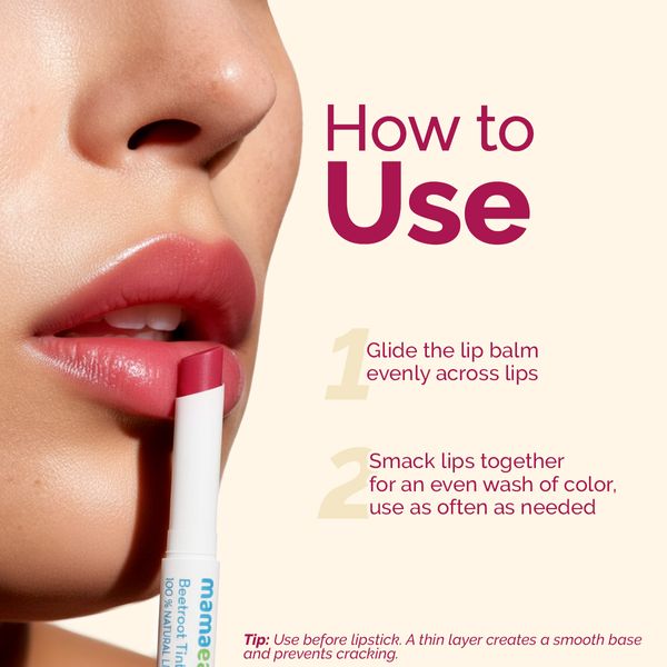 Mamaearth Beetroot Tinted 100% Natural Lip Balm with Beetroot & Beeswax for 12h Moisturized Lips