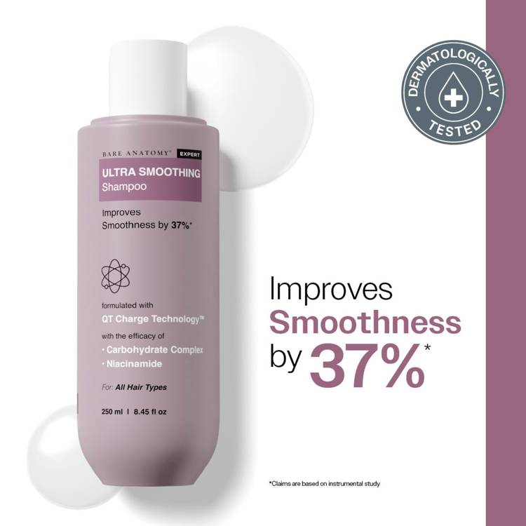 Bare Anatomy Ultra Smoothing Shampoo for Dry and Frizzy Hair Niacinamide Paraben & Sulphate Free (250ml)