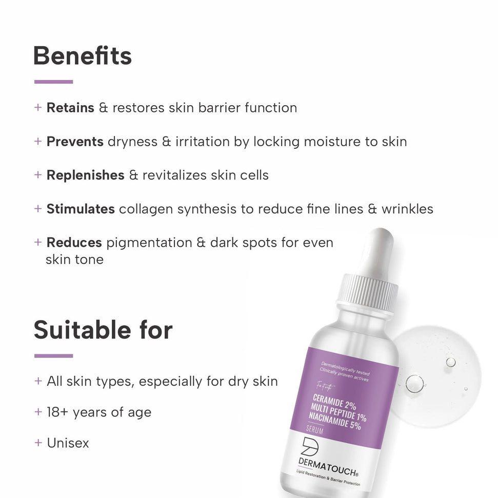 Dermatouch Ceramide 2% Multi Peptide 1% Niacinamide 5% Serum - 30ml